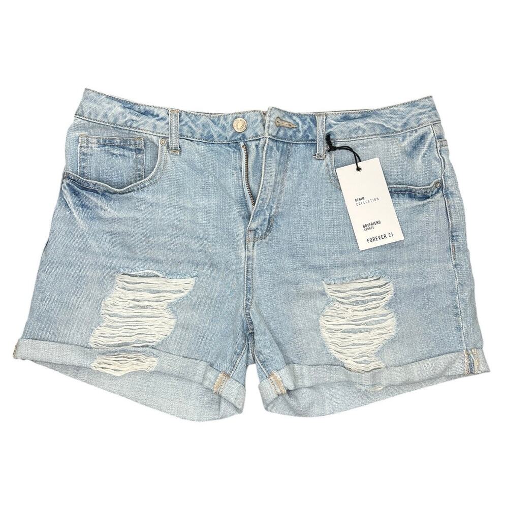 Forever 21 Light Wash Denim Shorts distressed cuffed NEW size 27